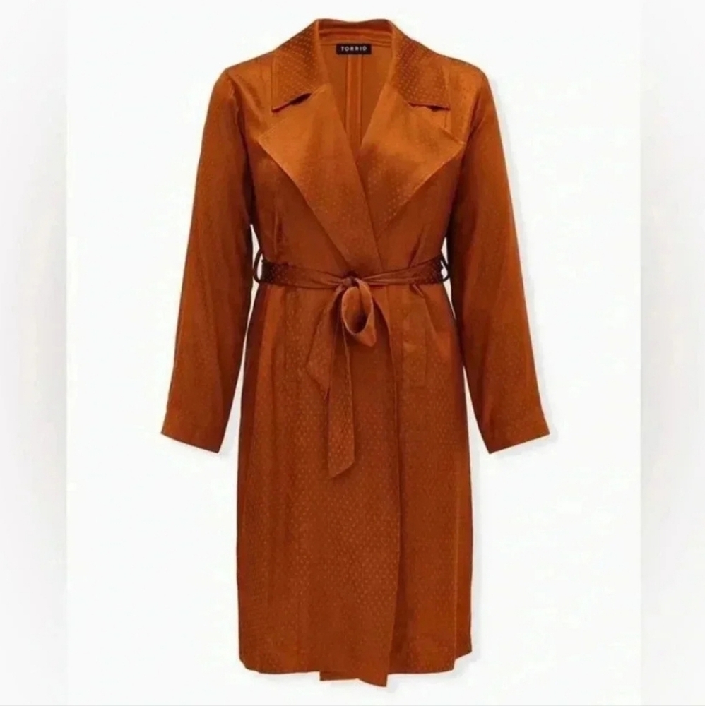 Torrid Copper Dotted Jacquard Trench jacket
